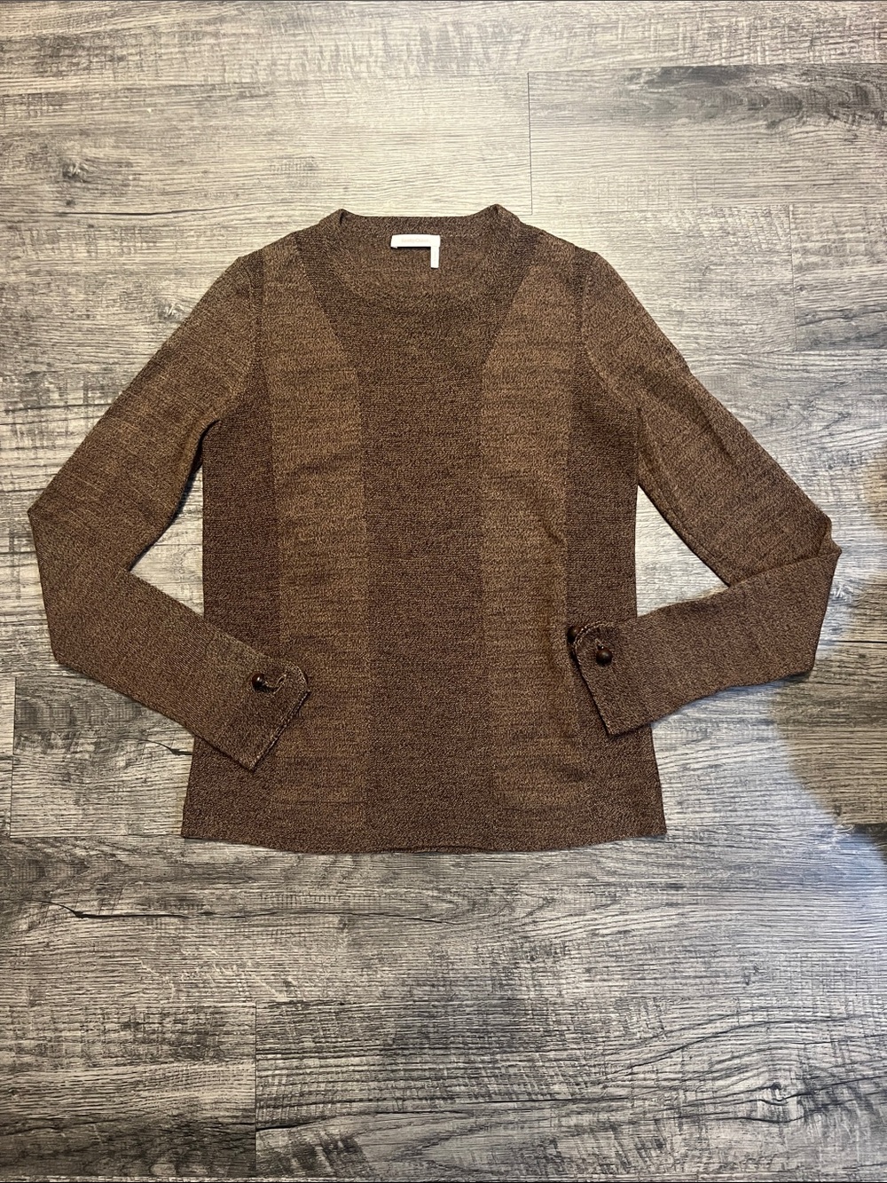 See By Chloe Brown Two-Tone Knit Sweater